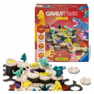 Gravitrax Junior dino knikkerbaan set met doos en onderdelen op wit