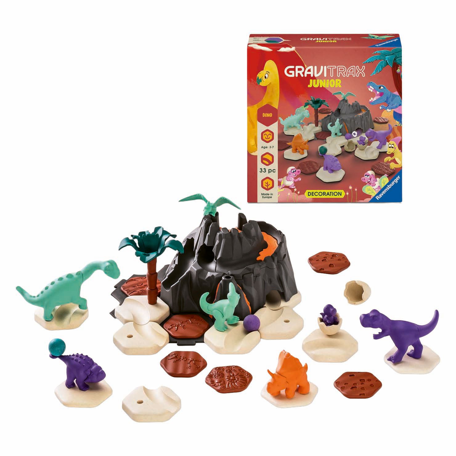gravitrax-junior-dino-speelset-vulkaan Gravitrax Junior Uitbreidingsset Dino met vulkaan, dinosaurussen en onderdelen