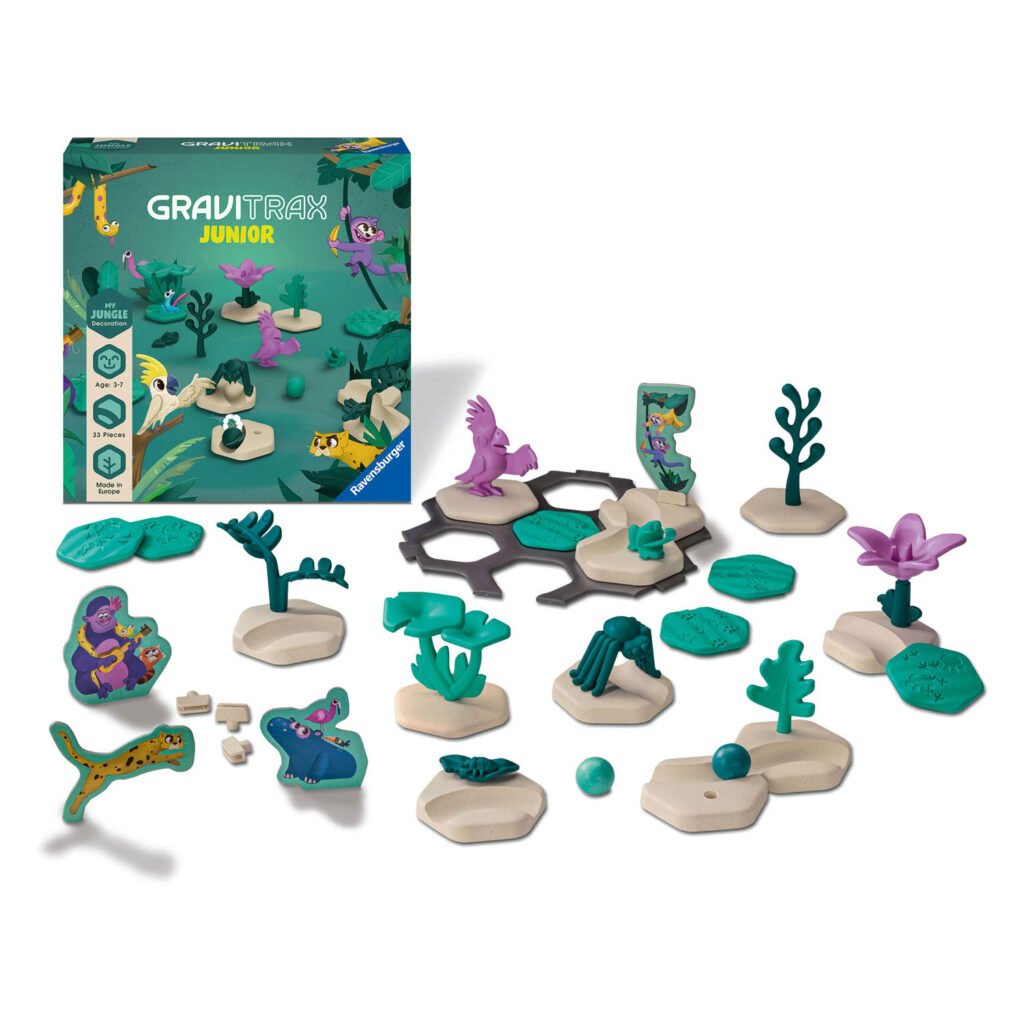 Gravitrax Junior uitbreidingsset jungle speelset met doos en opstelling