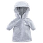Ma Corolle - Hoodie Jurk Grijs poppenjurkje met capuchon en geborduurd hartje op de borst