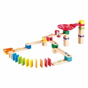 Complete Hape houten knikkerbaan met dominostenen en glijbanen