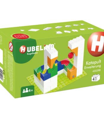 Voorkant van Hubelino knikkerbaan uitbreidingsset Katapult doos voorkant