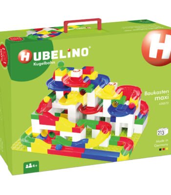 Voorkant van de Hubelino knikkerbaan maxi bouwset verpakking