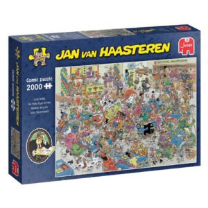 Jan van Haasteren legpuzzel - NK mens erger je niet van 2000 stukjes met chaotisch stripverhaal op toernooi