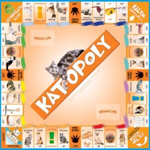 Kat-Opoly spelbord met verschillende kattenrassen en speelse vakjes in Nederlandse uitvoering