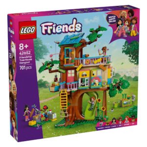 LEGO Friends boomhut speelset 42652 in kleurrijke verpakking voorzijde met 701 onderdelen