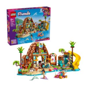 LEGO Friends 42673 familie vakantie strandresort compleet opgebouwd met doos op achtergrond