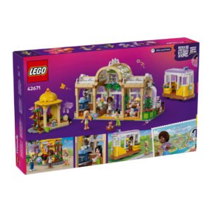 LEGO Friends achterkant van de Plant Café & Flower Shop set 42671 met personages en accessoires