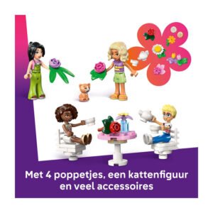 LEGO Friends poppetjes met bloemen, kat en accessoires