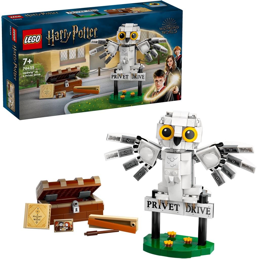 LEGO Harry Potter 76425 Hedwig Ligusterlaan 4, koffer en doos