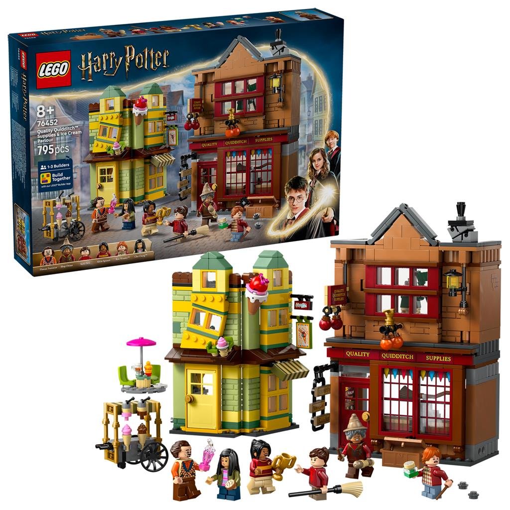 LEGO Harry Potter 76452 Zwerkbalpaleis en Ijssalon set opgebouwd en doos