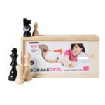 Houten schaakspel voor kinderen van Longfield Games in opbergkist met schaakstukken Essenhouten Schaakstukken in Kistje