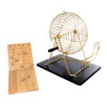 Bingomolen set met metalen molen en houten bingobord met genummerde ballen Metalen Lotto Bingomolen