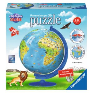 Ravensburger 3D kinderpuzzel globe met dierenillustraties en draaibare standaard
