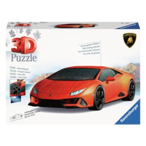 3D puzzel Lamborghini Huracán Evo in oranje verpakking van Ravensburger