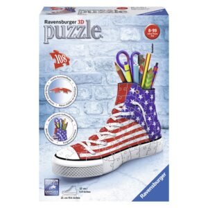 3D puzzel sneaker van Ravensburger met Amerikaans vlagdesign als pennenhouder