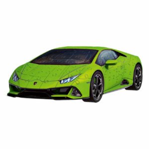 Gedetailleerde close-up van groene Lamborghini Huracán EVO 3D puzzelauto