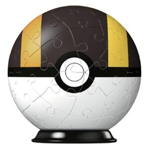 Detailweergave van de ronde 3D Ultra Ball puzzel van Pokémon door Ravensburger Ravensburger Pokémon Ultra Ball 3D Puzzel, 54st.