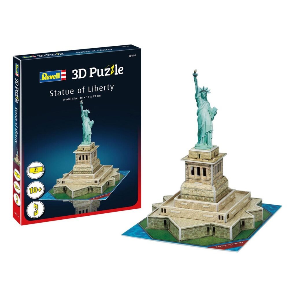 Revell 3D puzzel bouwpakket - Statue of Liberty naast gebouwde versie