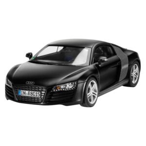 Gedetailleerde schaalmodel auto Audi R8 in matzwart van Revell