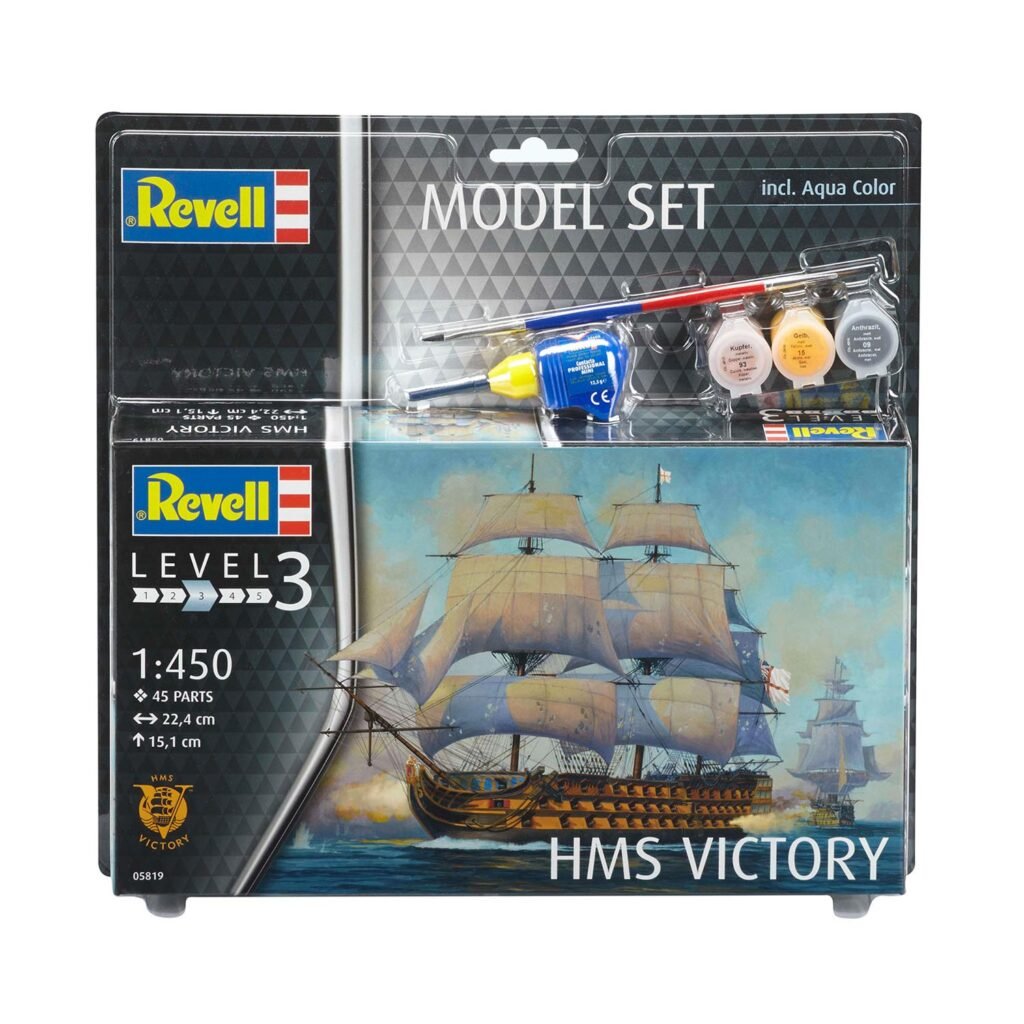Verpakking van de Revell Model Set - HMS Victory op witte achtergrond