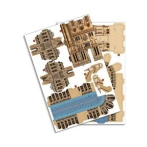 Onderdelenvellen van de Revell Notre-Dame 3D puzzel voor montage