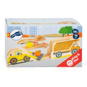 Verpakking van de Small Foot - houten knikkerbaan junior bouwplaats met bouwthema van Small Foot