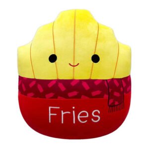 Squishmallow friet knuffel met lachend gezicht en rood patroon Squishmallows Knuffel Pluche - Floyd Franse Frietjes met Sjaal, 40cm