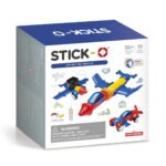 Verpakking Stick-O City Set met kleurrijke speelgoedvoertuigen