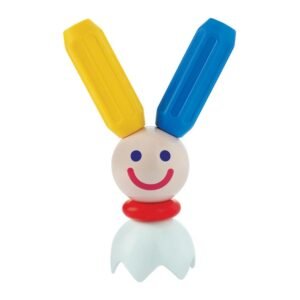 Magnetisch speelfiguur met vrolijk gezicht en gekleurde hoedjes