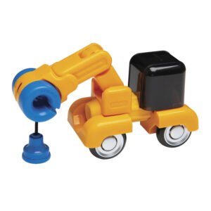 Stick-O gele speelgoedgraafmachine met blauwe zuignap