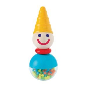 Vrolijk magnetisch figuur met rammelaarbodem en puntmuts