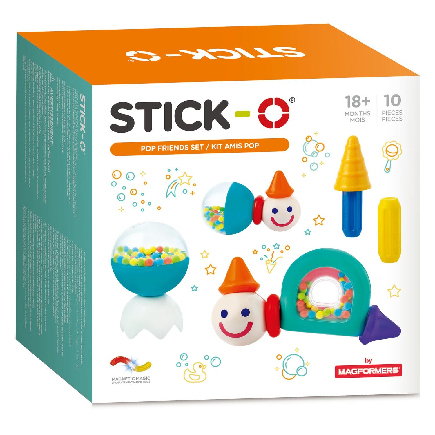 stick-o-pop-friends-speelgoedset-doos-voorkant Stick-O Pop Friends speelgoedset doos met 10 magnetische onderdelen