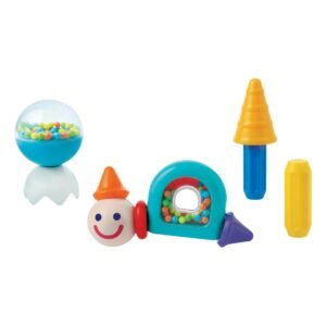 Kleurrijke magnetische Stick-O speelgoedset met clownfiguur en speelse onderdelen