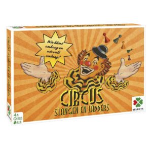 Clown op de doos van het bordspel Circus Slangen en Ladders van Selecta Bordspel Spellen van toen - Circus/Slangen en Ladders
