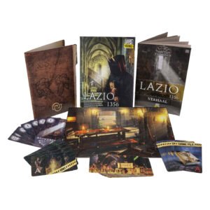 Complete inhoud van het spel Crime Scene: Lazio 1356 overzichtelijk uitgestald van Tactic en Selecta