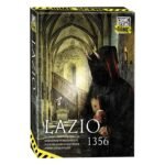 Speldoos van Crime Scene: Lazio 1356 met middeleeuwse kloosterscène en gemaskerde figuur Crime Scene Lazio 1356 NL Bordspel