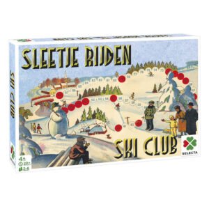 Vintage bordspel Sleetje Rijden Ski Club doos met winterse illustratie Bordspel Spellen van toen - Sleetje Rijden/Ski Club