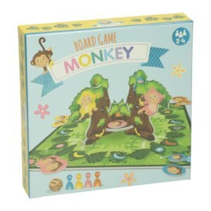 Speels bordspel met apenthema voor kinderen vanaf 2 spelers - voorkant verpakking Bordspel Monkey