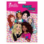 Barbie kleurboek met diverse karakters en kleurrijke sterrenachtergrondBarbie kleurboek met diverse karakters en kleurrijke sterrenachtergrond Barbie Kleurboek met Stickers