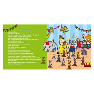 Pagina uit Bumba puzzelboek met verhaal 'De toverhoed' en illustraties