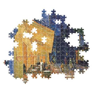 Onvoltooide puzzel van Van Gogh's Café Terrace at Night met ontbrekende stukken