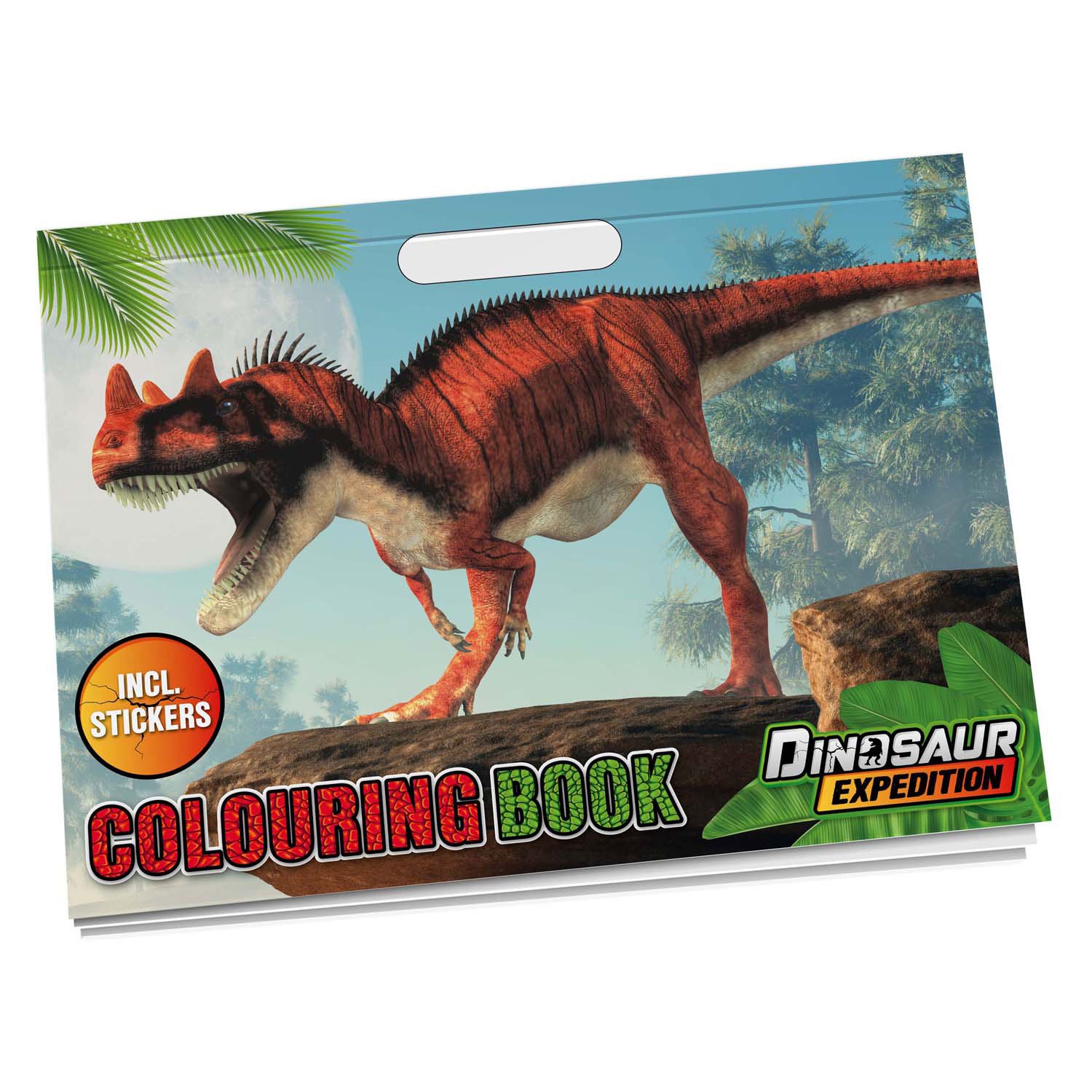 creative-craft-group-kleurboek-dinosaur-expedition-met-stickers Kleurboek met brullende dinosaurus op de cover, inclusief stickers – Dinosaur Expedition thema Dino Kleurboek