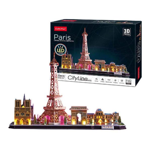 Cubic Fun 3D puzzel city line Paris met LED verlichting en verpakking