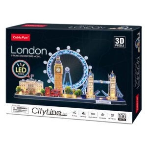 Verlichte Cubic Fun London CityLine 3D puzzel met iconische gebouwen in doos