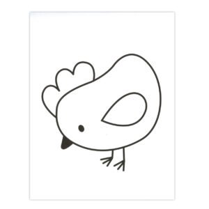 Simpel kleurplaat van een kip voor jonge kinderen