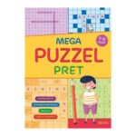 Voorkant van het kleurrijke puzzelboek Mega Puzzel Pret voor kinderen van 7 tot 9 jaar Mega puzzelpret 7-9 jaar