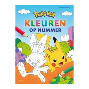 Pikachu en Scorbunny op kleurrijke voorkant van Pokémon Kleuren op Nummer Pikachu en Scorbunny op kleurrijke voorkant