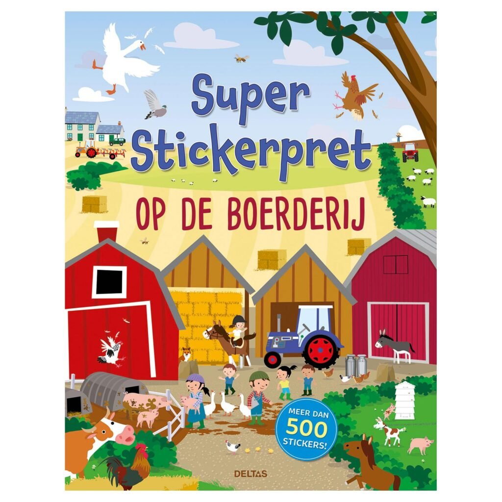 Kinderlijk stickerboek over het boerderijleven met dieren, tractor en speelse illustraties' Super Stickerpret - Op de Boerderij