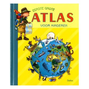 Voorkant van Eerste Grote Atlas voor Kinderen met wereldillustratie Eerste Grote Atlas voor Kinderen